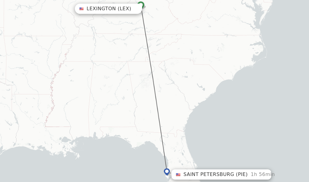 Direct (nonstop) flights from Lexington to Saint Petersburg