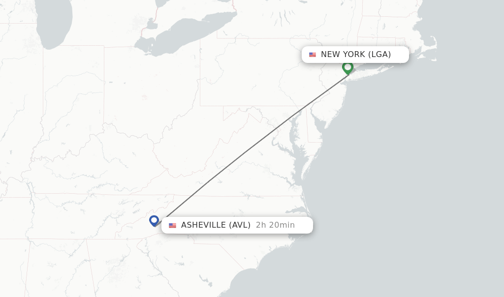 Direct (nonstop) flights from New York to Asheville schedules