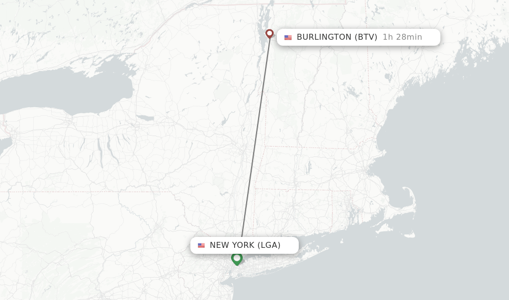 Direct (nonstop) flights from New York to Burlington schedules