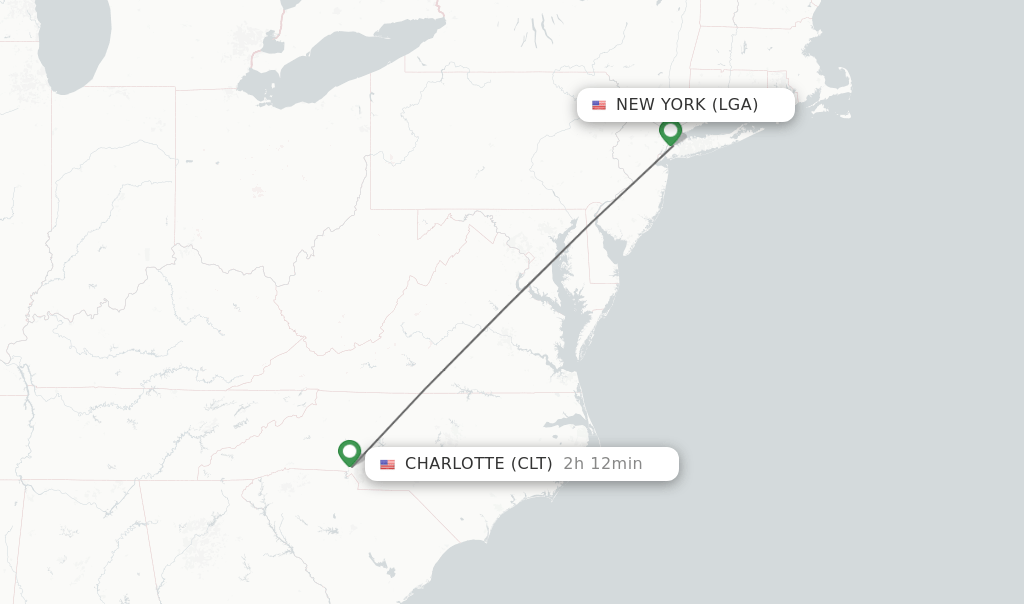 Direct (nonstop) flights from New York to Charlotte schedules