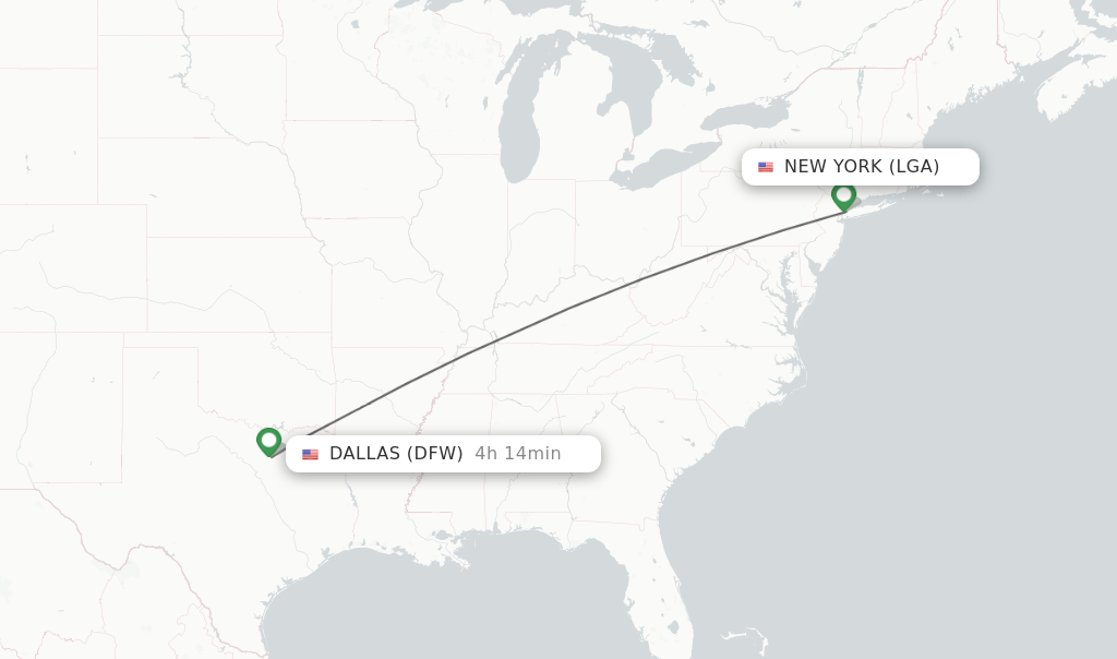 Direct (nonstop) flights from New York to Dallas schedules