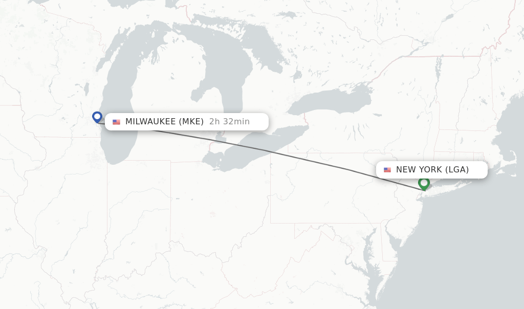 Direct (nonstop) flights from New York to Milwaukee schedules