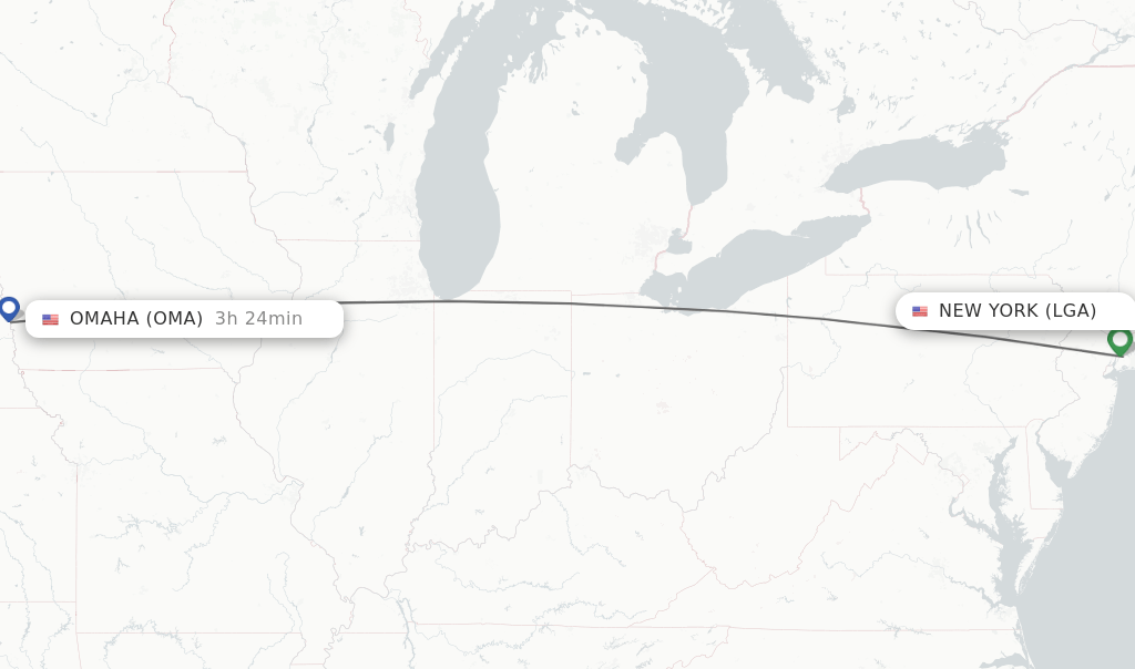 Direct (nonstop) flights from New York to Omaha schedules