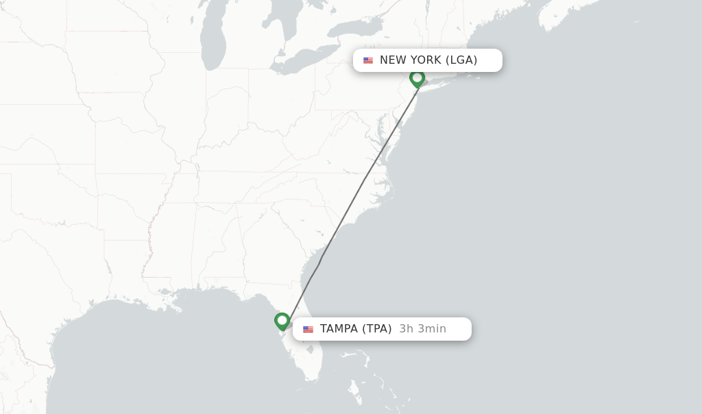 Direct (nonstop) flights from New York to Tampa schedules