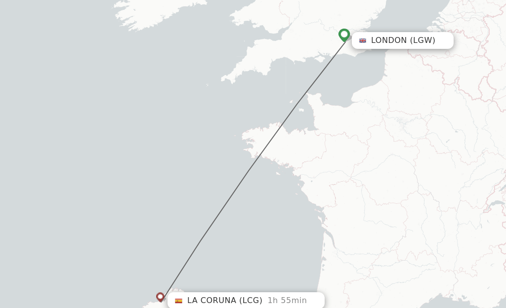 Direct (nonstop) flights from London to La Coruna schedules