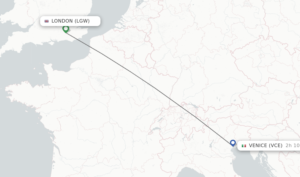 Direct (nonstop) flights from London to Venice schedules