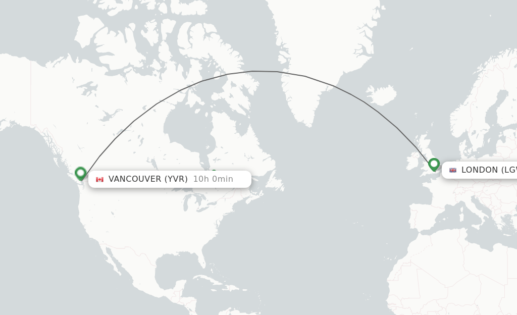 Direct (nonstop) flights from London to Vancouver schedules