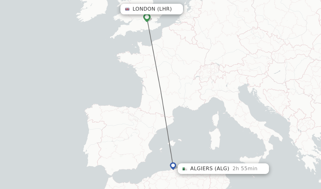 Direct (nonstop) flights from London to Algiers schedules