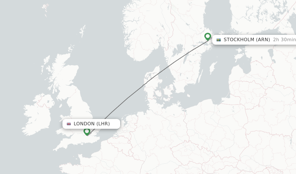 Direct (nonstop) flights from London to Stockholm schedules