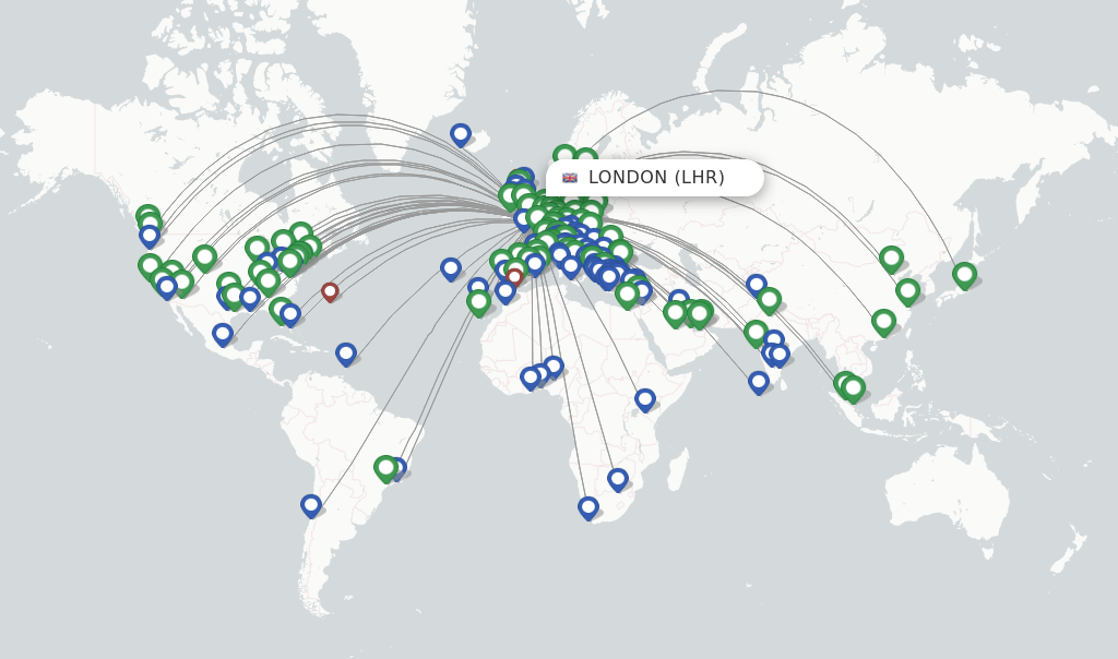 British Airways flights from London, LHR