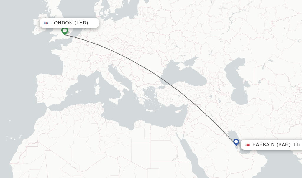 Direct (nonstop) flights from London to Bahrain schedules