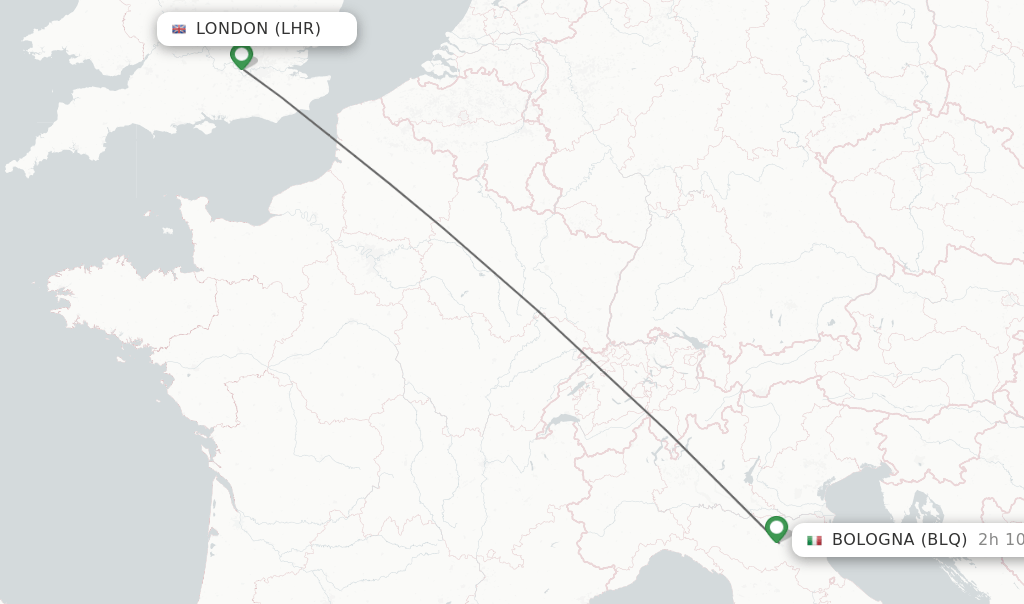 Direct (nonstop) flights from London to Bologna schedules