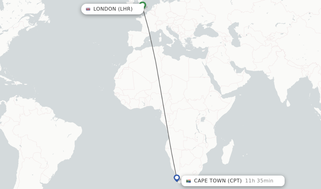 Direct (nonstop) flights from London to Cape Town schedules