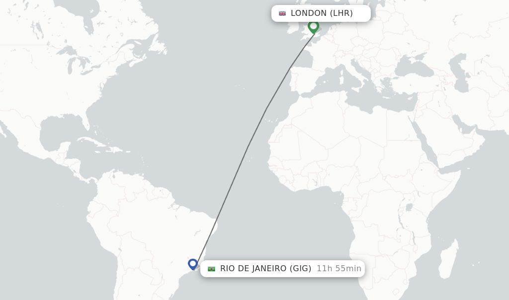 Direct (nonstop) flights from London to Rio De Janeiro schedules
