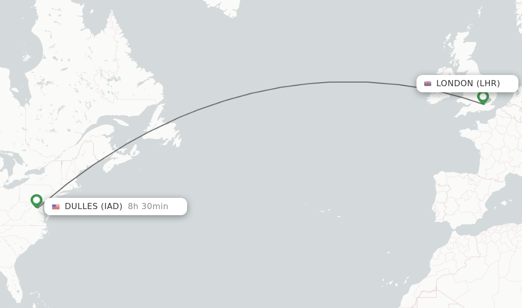 Direct (nonstop) flights from London to Dulles schedules