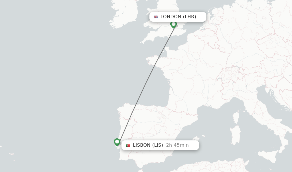 Direct (nonstop) flights from London to Lisbon schedules