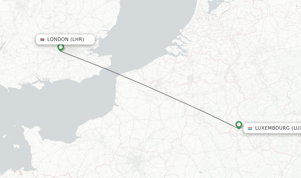 Direct (nonstop) flights from London to Luxembourg schedules