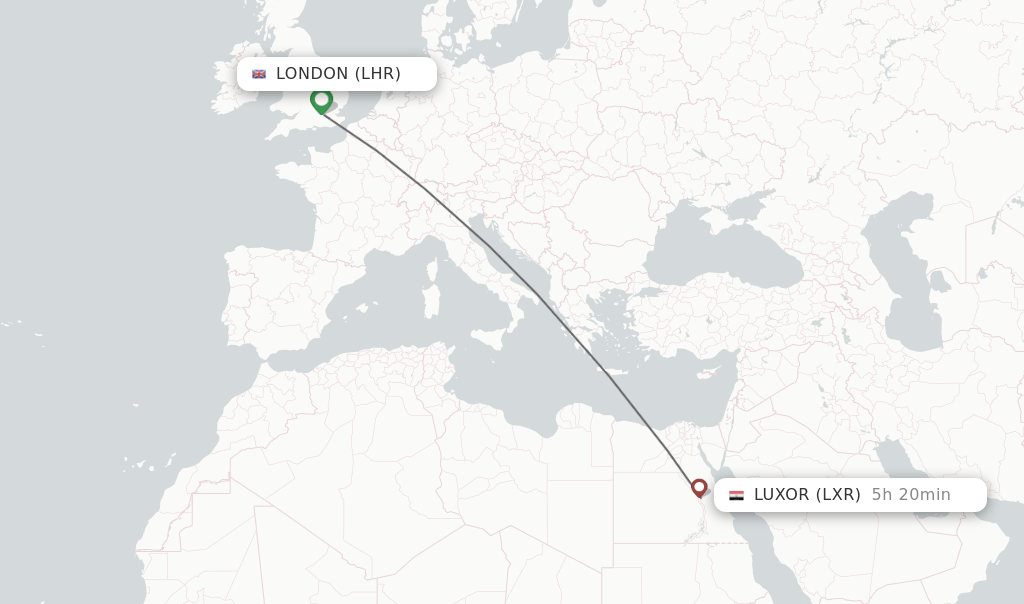 Direct (nonstop) flights from London to Luxor schedules