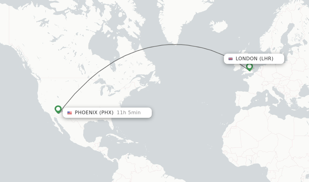 Direct (nonstop) flights from London to Phoenix schedules