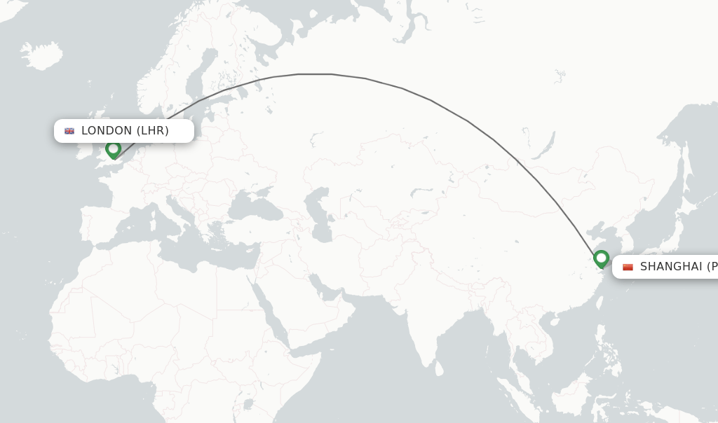 Direct (nonstop) flights from London to Shanghai schedules