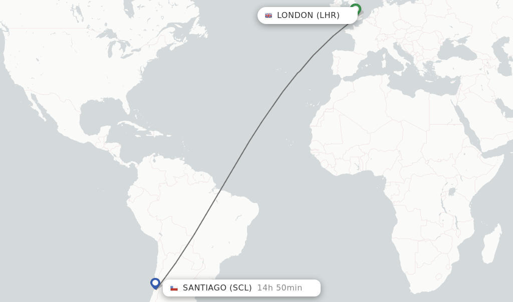 Direct (nonstop) flights from London to Santiago schedules