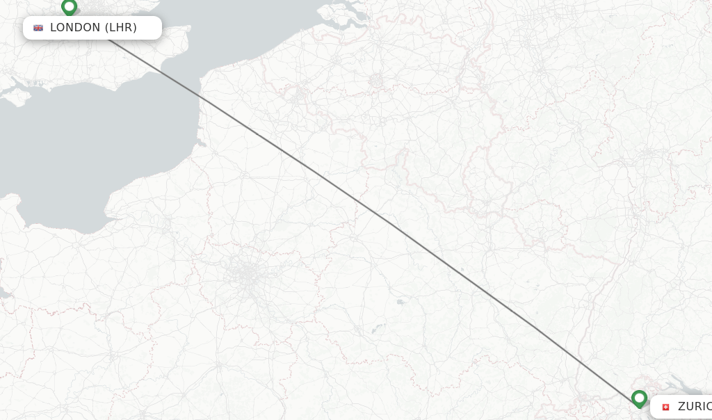 Direct (nonstop) flights from London to Zurich schedules
