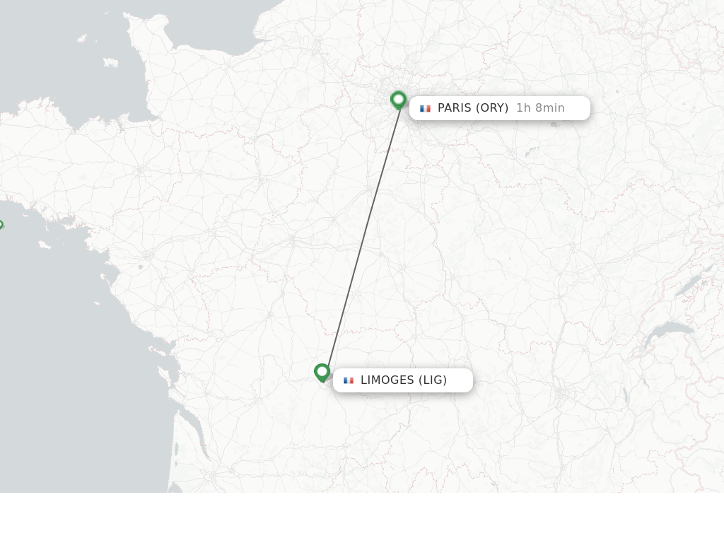 Direct (nonstop) flights from Limoges to Paris schedules