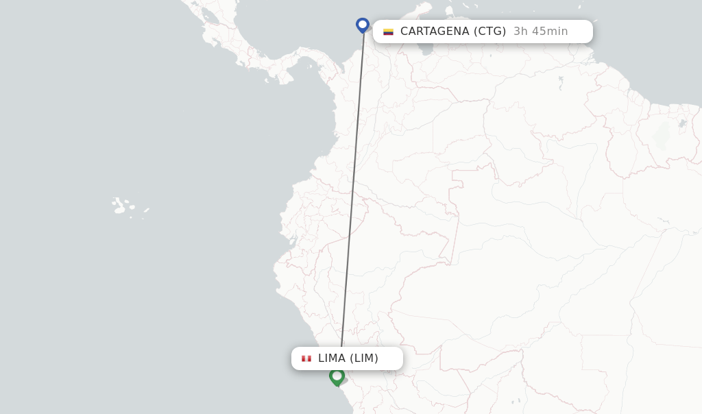 Direct (nonstop) flights from Lima to Cartagena schedules