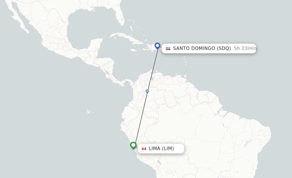 Direct (nonstop) flights from Lima to Santo Domingo schedules