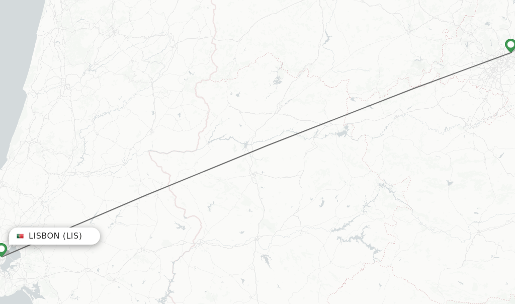 Direct (nonstop) flights from Lisbon to Madrid schedules