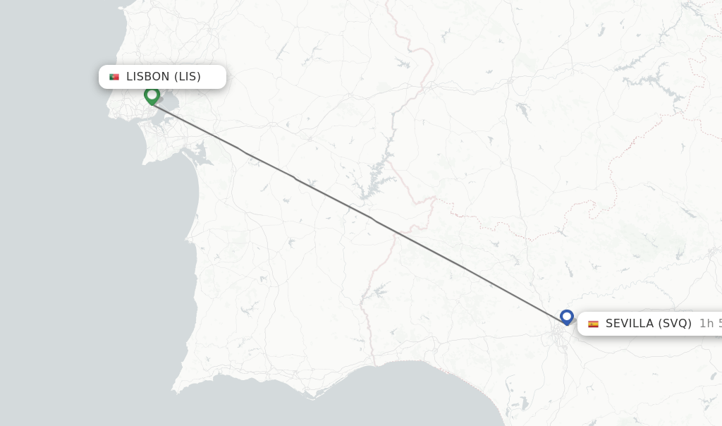 Direct (nonstop) flights from Lisbon to Sevilla schedules