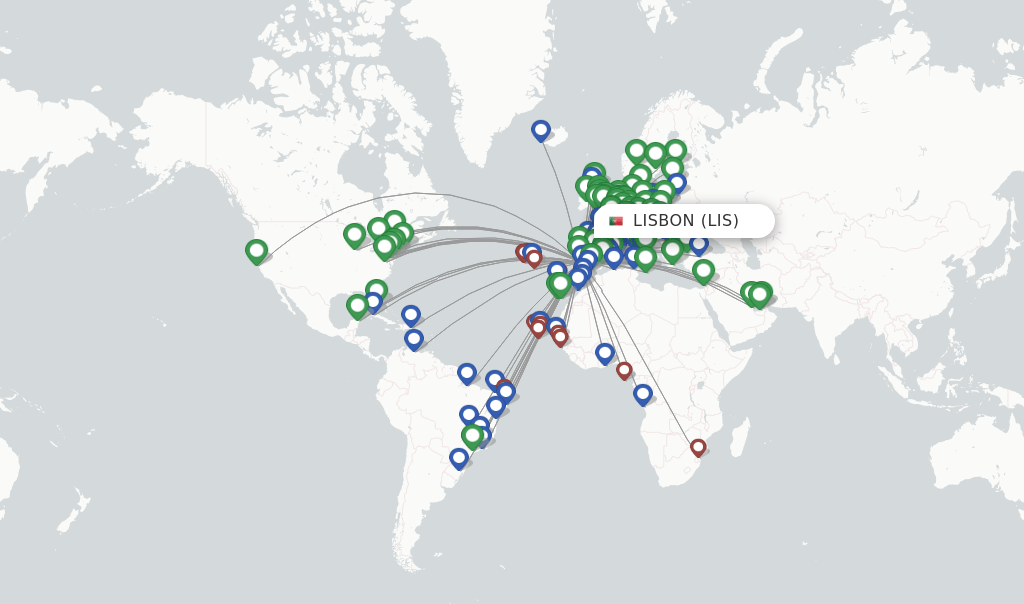 Direct (nonstop) flights from Lisbon to Maceio schedules