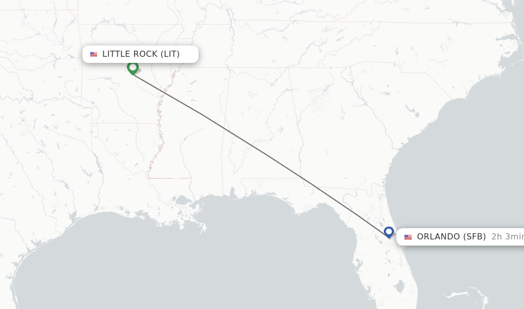 Direct (nonstop) flights from Little Rock to Orlando schedules