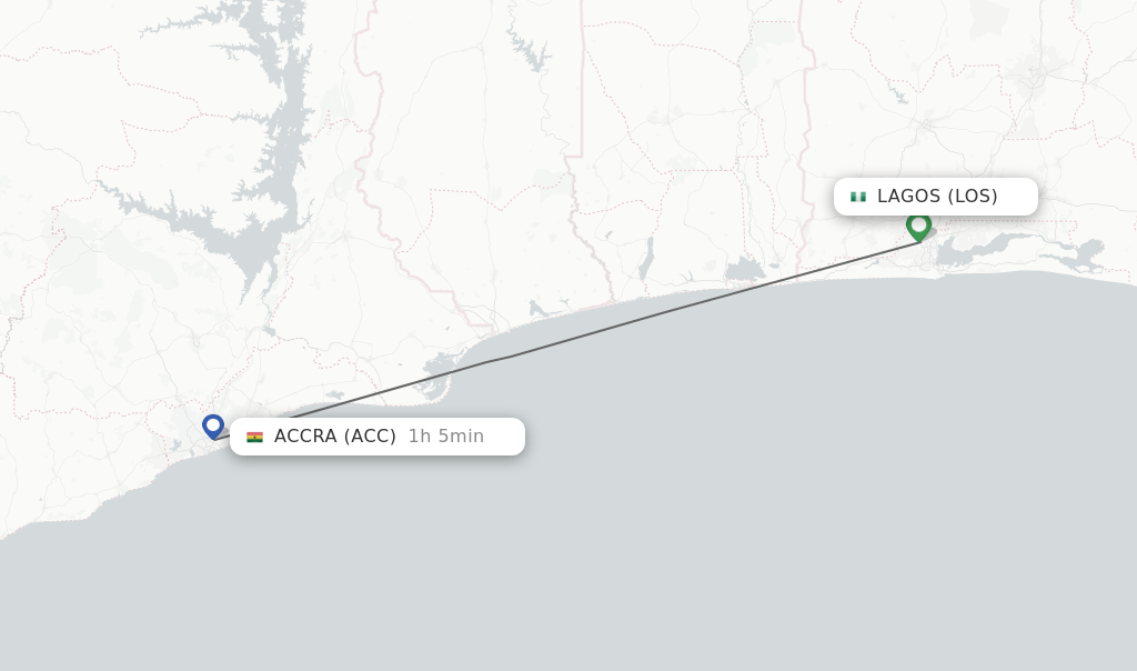 Direct (nonstop) flights from Lagos to Accra schedules