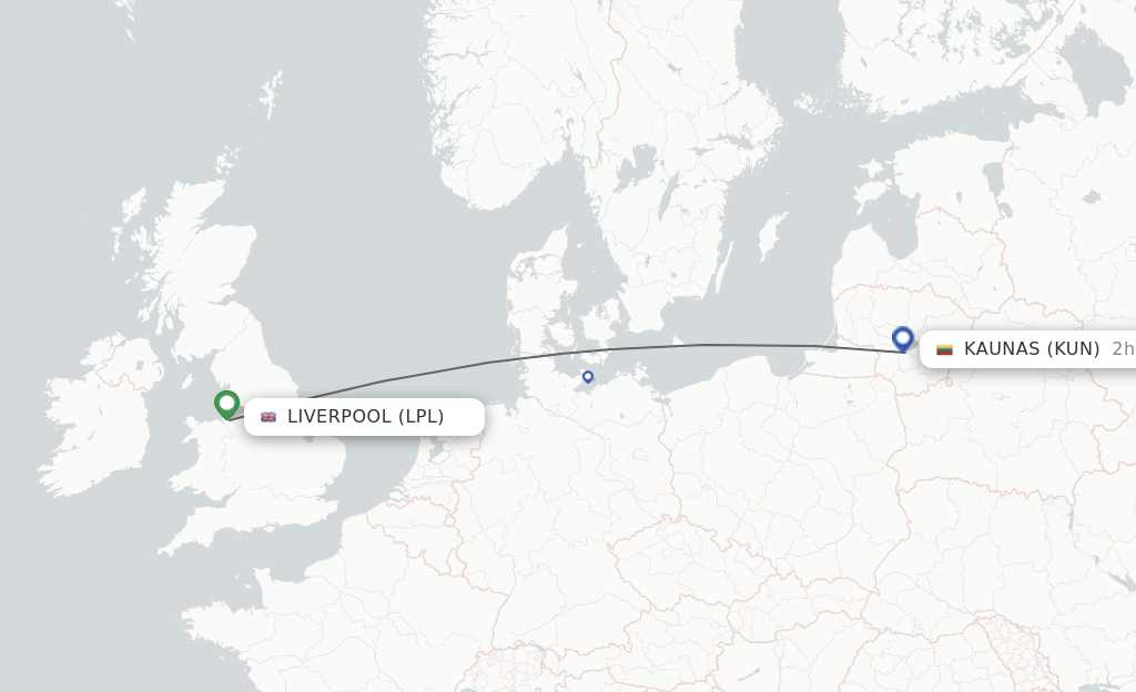 Direct (nonstop) flights from Liverpool to Kaunas schedules