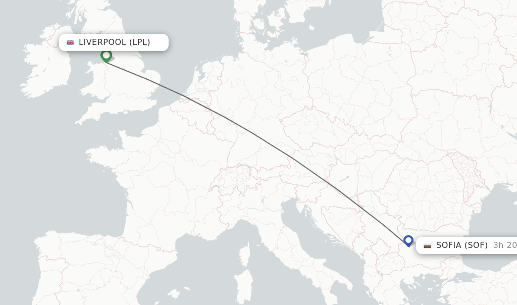 Direct (nonstop) flights from Liverpool to Sofia schedules