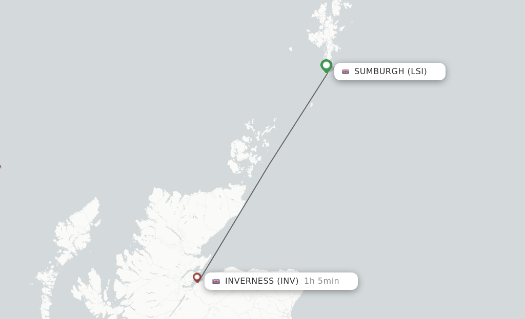 Direct (nonstop) flights from Shetland Islands to Inverness