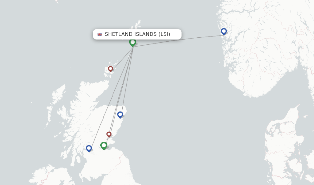 Loganair flights from Shetland Islands, LSI