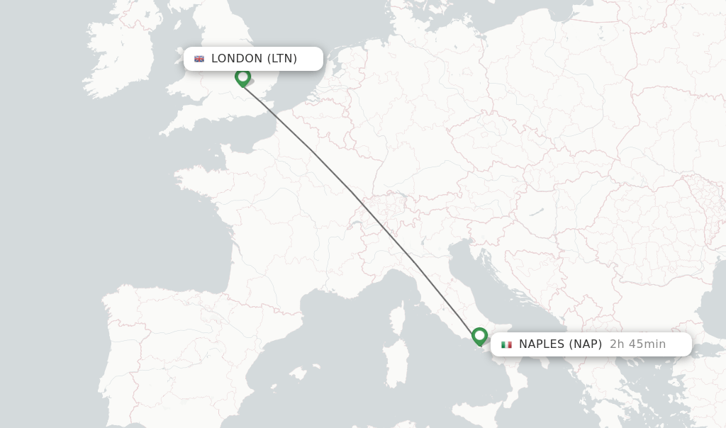 Direct (nonstop) flights from London to Naples schedules