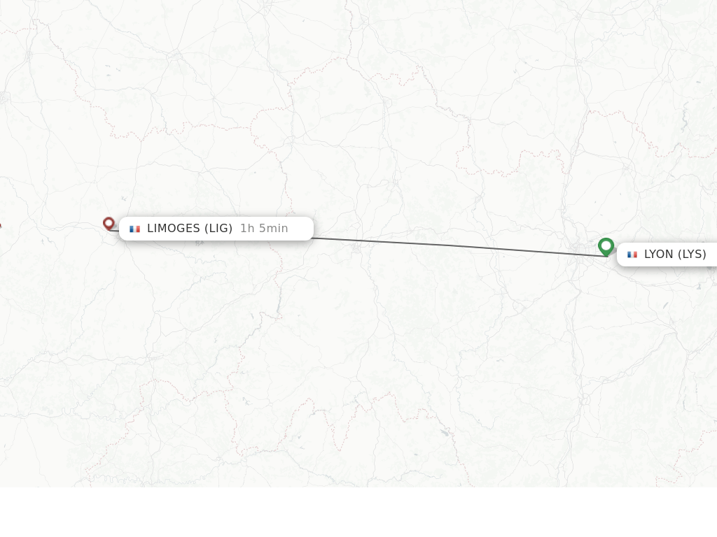 Direct (nonstop) flights from Lyon to Limoges schedules