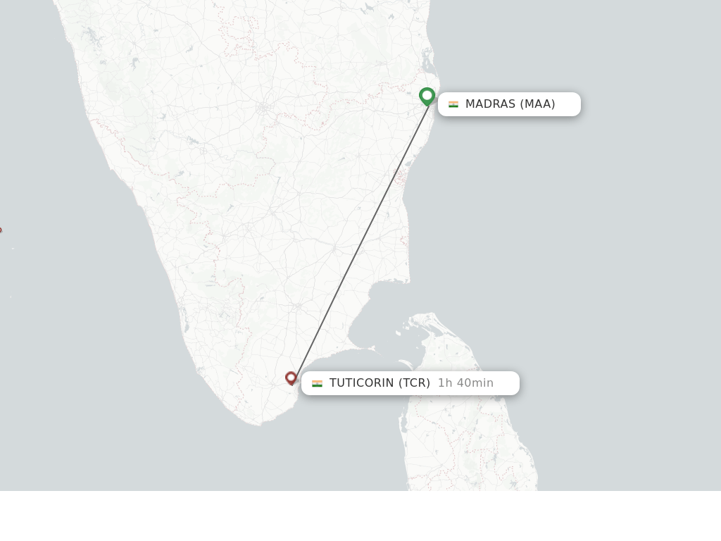 Direct (nonstop) flights from Chennai to Tuticorin schedules