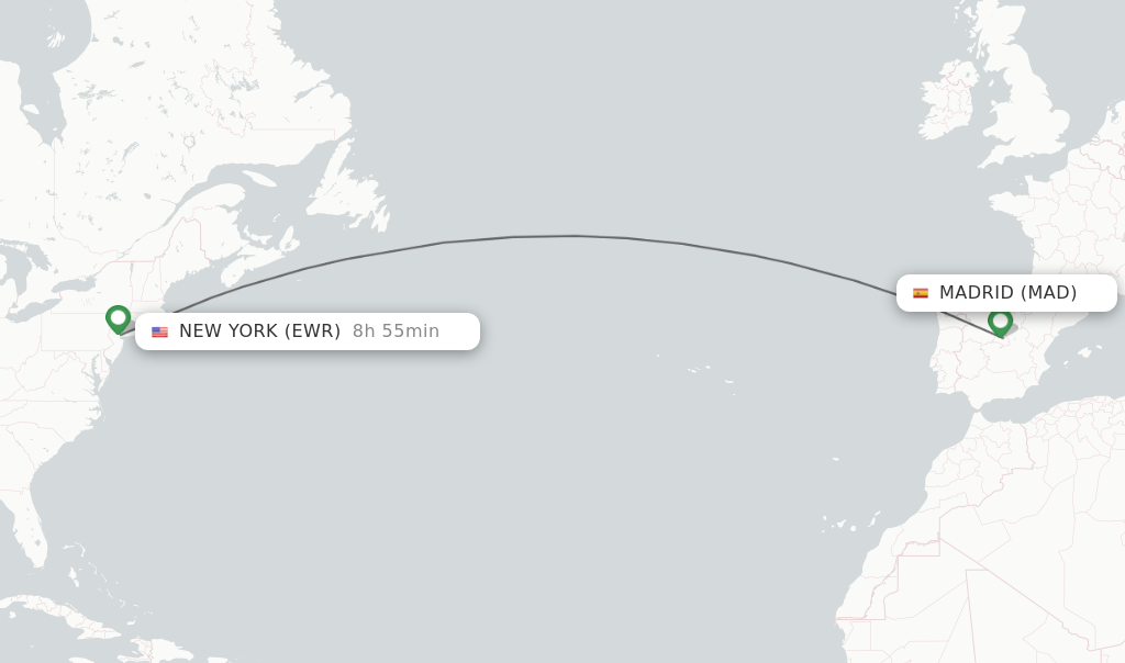 Direct (nonstop) flights from Madrid to New York schedules