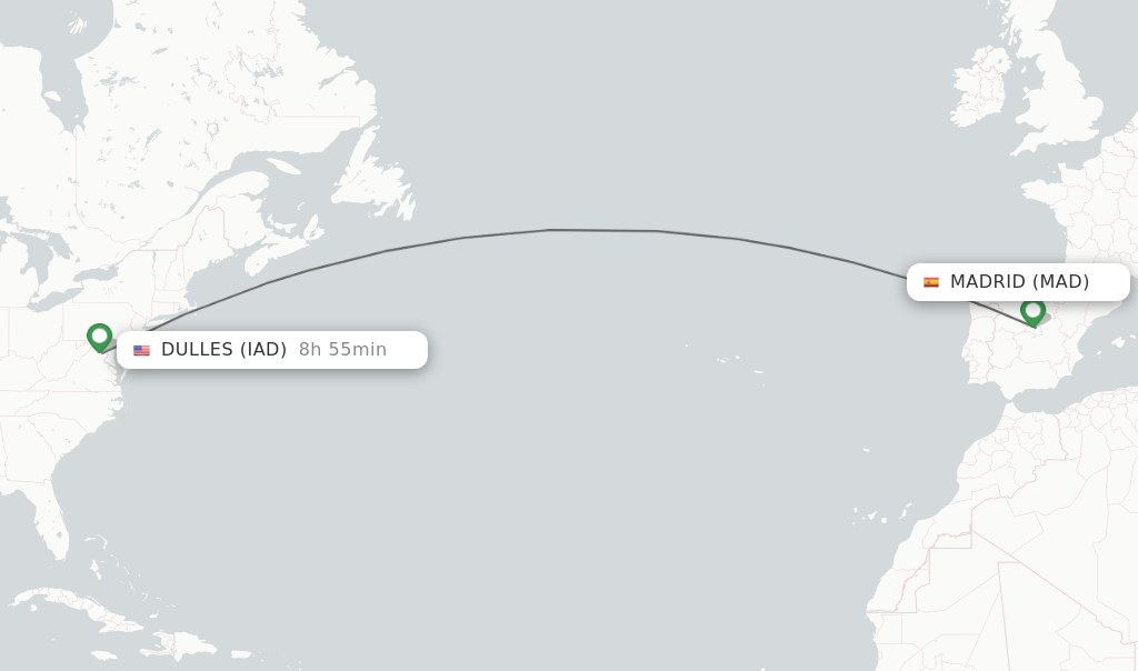 Direct (nonstop) flights from Madrid to Dulles schedules