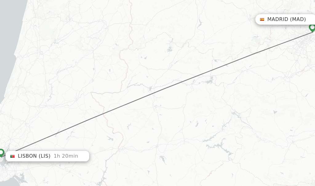 Direct (nonstop) flights from Madrid to Lisbon schedules