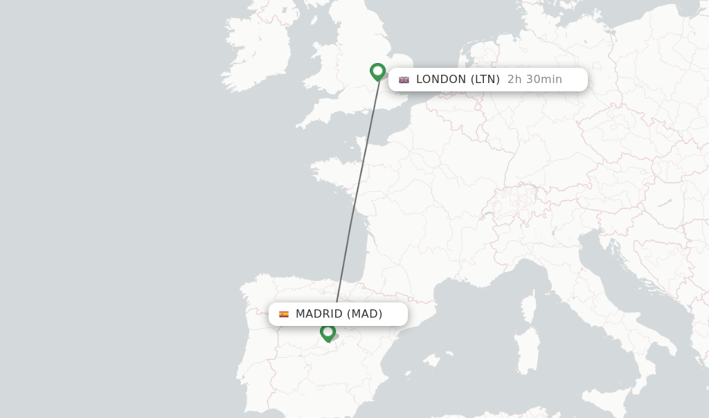 Direct (nonstop) flights from Madrid to London schedules