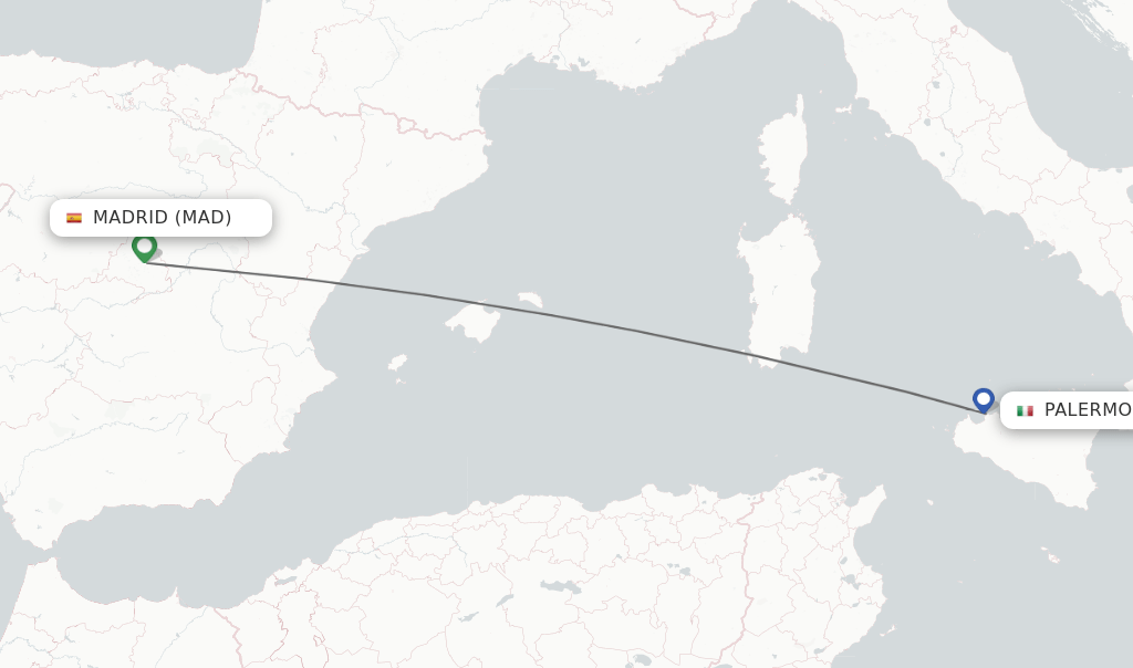 Direct (nonstop) flights from Madrid to Palermo schedules