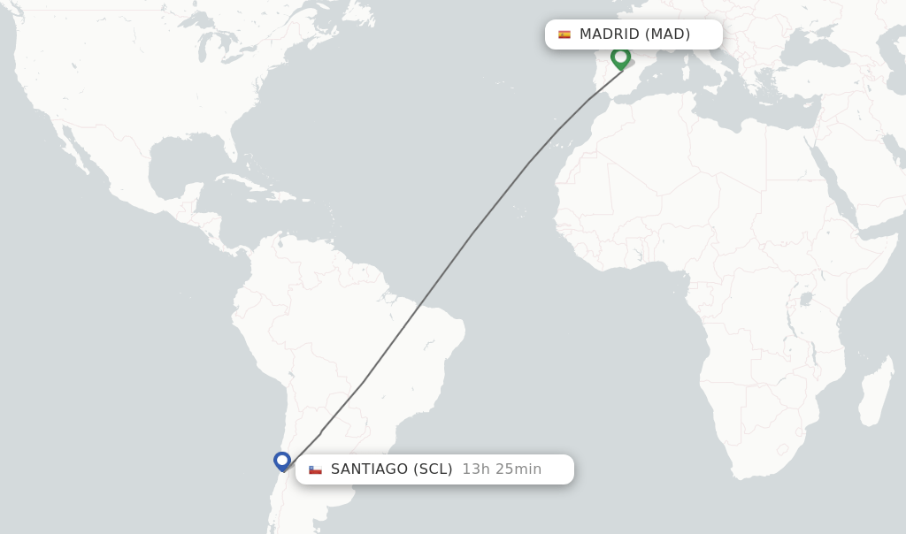 Direct (nonstop) flights from Madrid to Santiago schedules