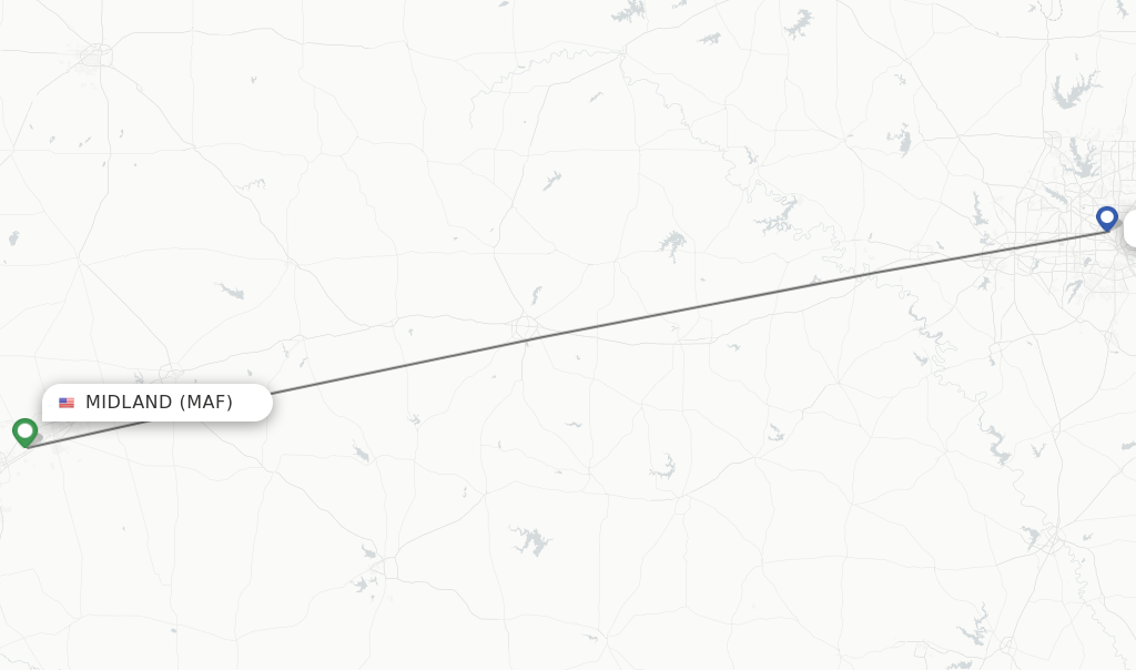 Direct (nonstop) flights from Midland to Dallas schedules