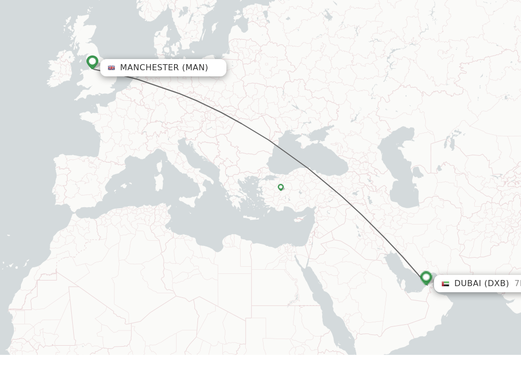 Direct (nonstop) flights from Manchester to Dubai schedules
