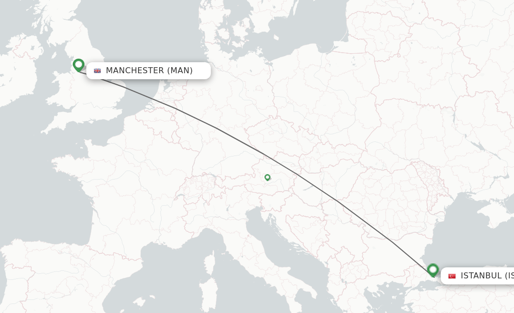 Direct (nonstop) flights from Manchester to Istanbul schedules
